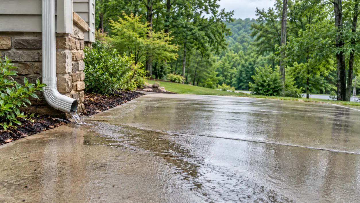 Home 23 Downspout Driveway Damage: Why Runoff Can Harm Concrete